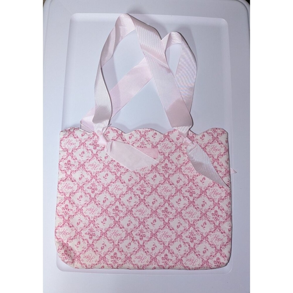 Longaberger Tote Bag 2009 Horizon of Hope Fabric Breast Cancer Ribbon Handles